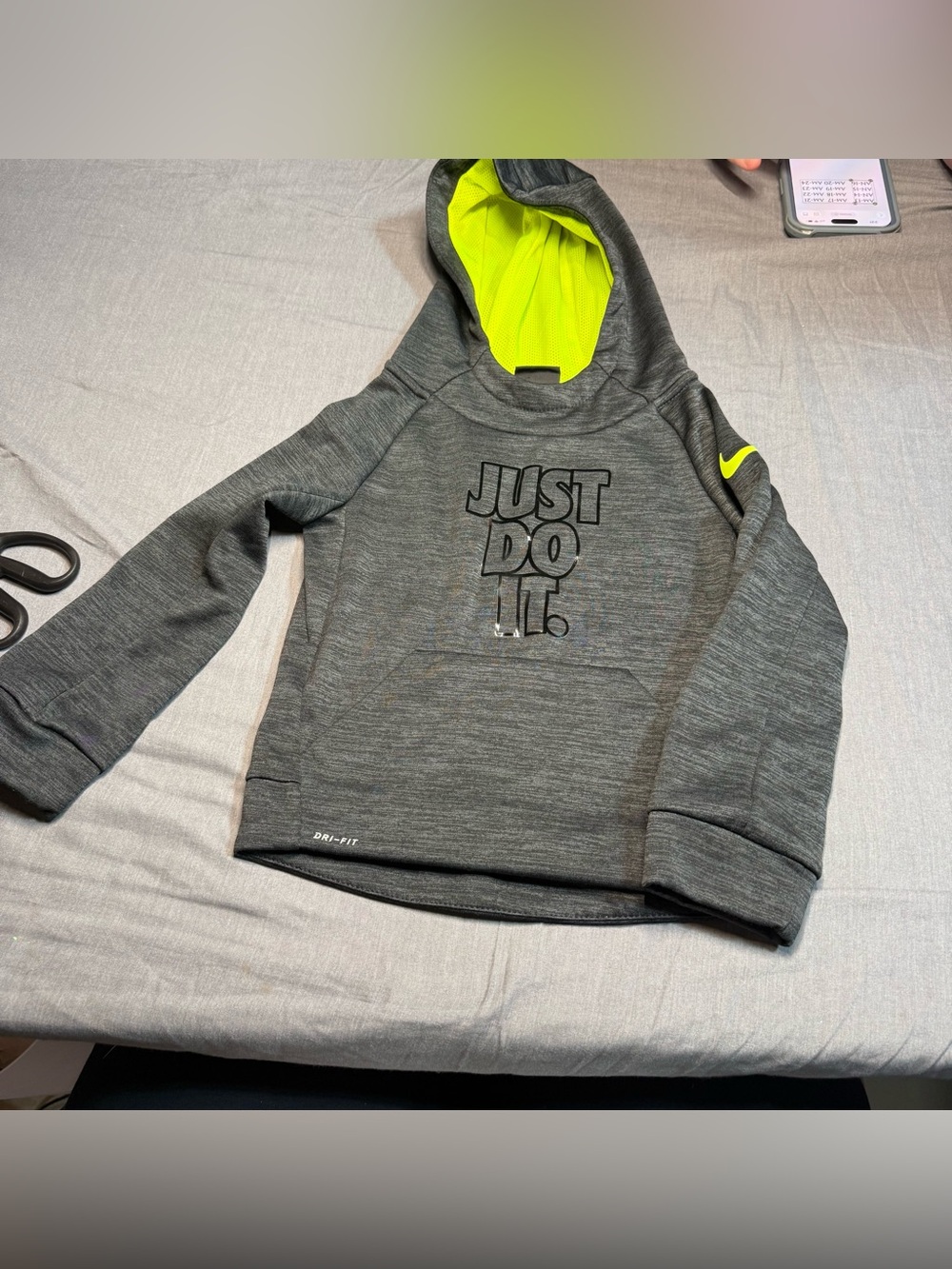 Nike Gray Hoodie with Neon Yellow Hood Lining